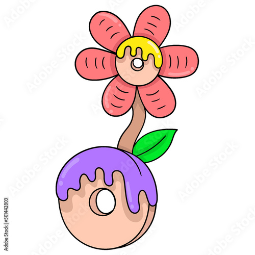 flower plant fruit cake donut, doodle icon image kawaii