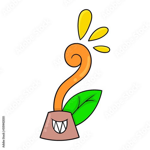 sharp toothed plant, doodle icon image kawaii