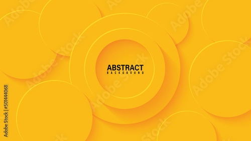 Abstract Background with 3d circle yellow papercut layer, vector illustration
