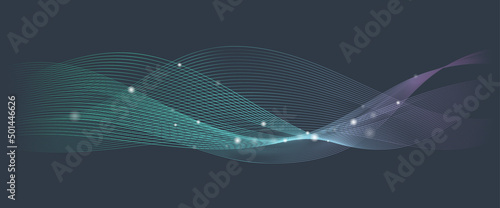 黒背景のウェーブグラデーションベクター素材