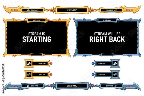 fantasy stream overlay decoration gold metallic frames collection