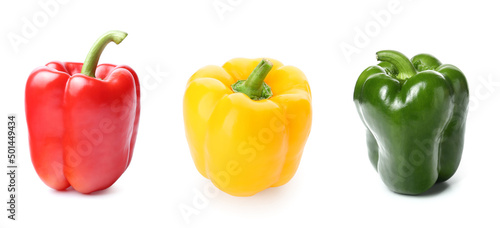 Set of colorful bell pepper isolated on white