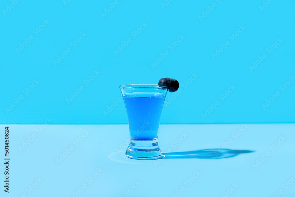Shot cocktail on color background Shot cocktail on color background