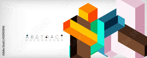 Abstract background. 3d cubes, cubic elements and blocks. Techno or business concept for wallpaper, banner, background, landing page