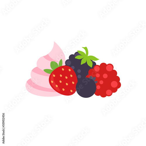 Fruit parfait and fruit soft cream Decorated with various desserts, donuts, macarons, chocolates.