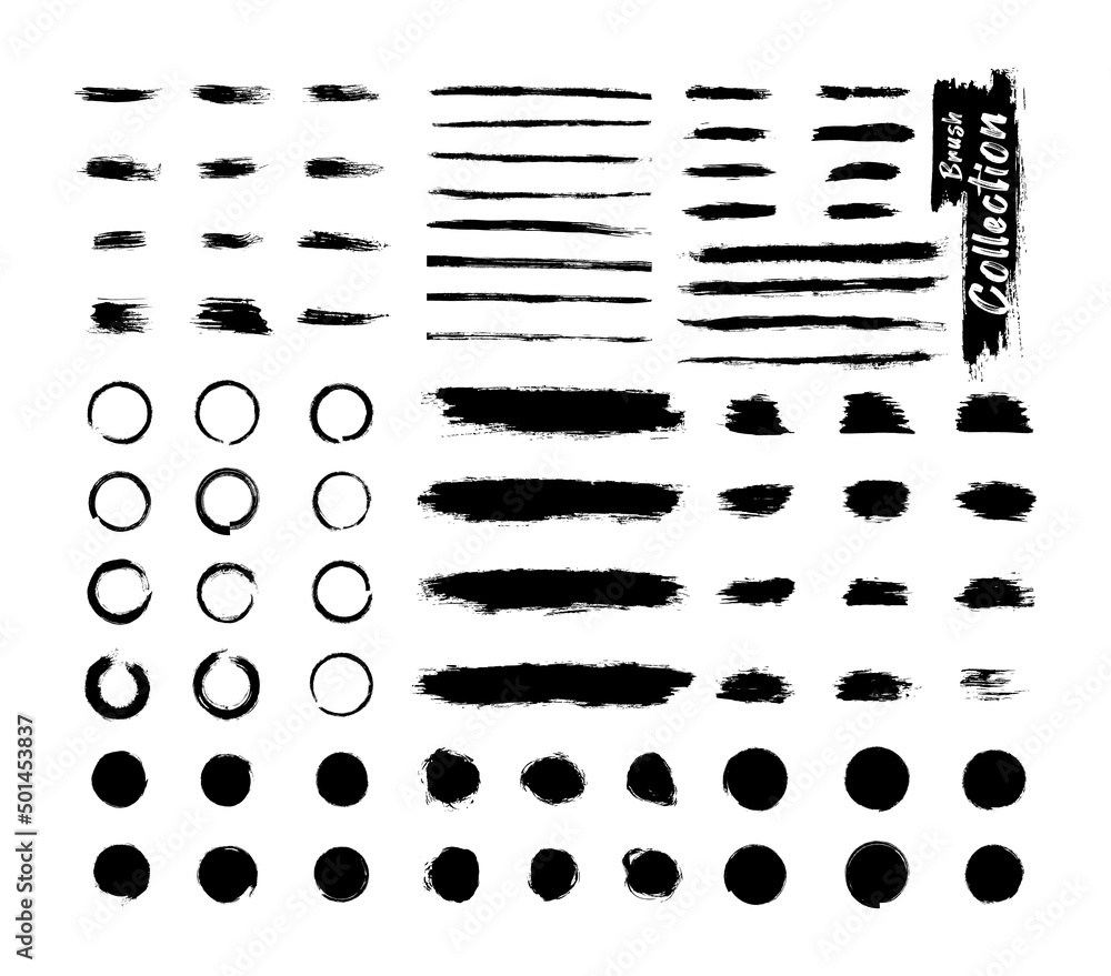 Brush stroke set, grunge black paint brush strokes Brush stroke set, grunge black paint brush strokes