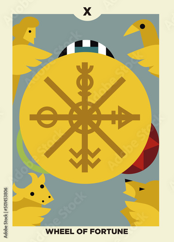 minimalist tarot card 10 the wheel of fortune