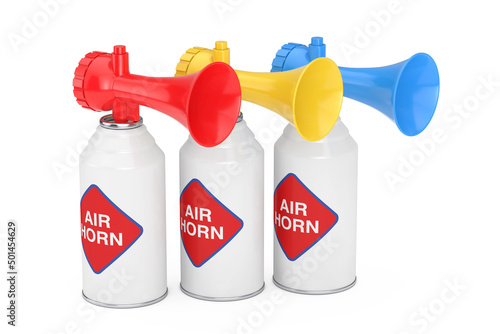 Row of Multicolor Air Horn. 3d Rendering photo