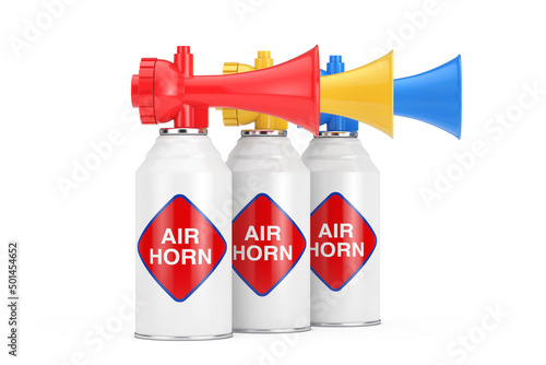 Row of Multicolor Air Horn. 3d Rendering photo