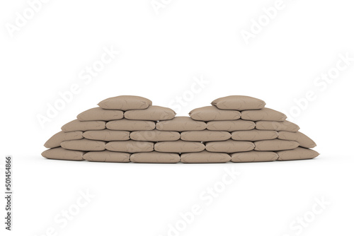 Stacked Sandbag Barricade Shield. 3d Rendering