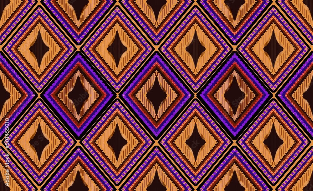 Ikat art pattern orange background fabric pattern printing indigenous costume seamless wallpaper mexican red indian Ikat art pattern orange background fabric pattern printing indigenous costume seamless wallpaper mexican red indian