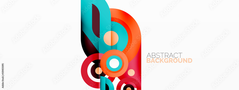 Naklejka premium Abstract round shapes background. Minimalist decoration. Geometric background with circles and rings