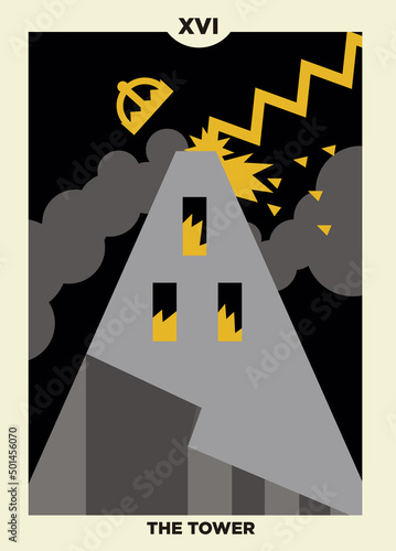minimalist tarot card 16 the tower