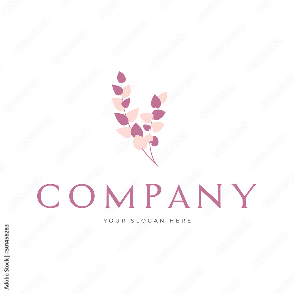 Fototapeta premium minimal leaf vector illustration logo template