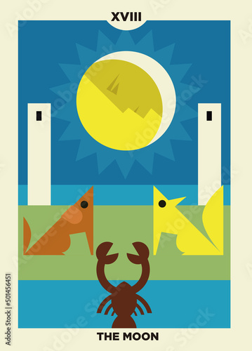 minimalist tarot card 18 the moon