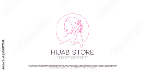 Beauty hijab logo design with creative unique concept Premium Vector