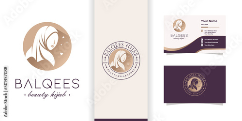 Beauty hijab logo design with creative unique concept Premium Vector