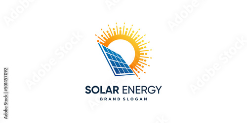 Solar logo design with modern creative concept Premium Vector