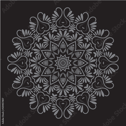 Arabesque patterned, mandala ornament, outline, doodle, hand-drawn illustration. henna tattoo style. 