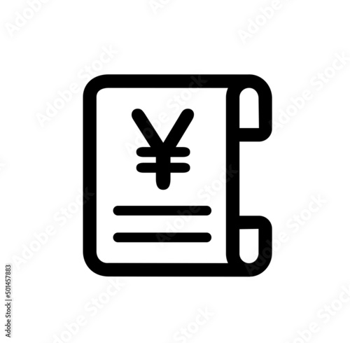 Receipt ,  invoice vector icon illustration ( JPY , Japanese yen )