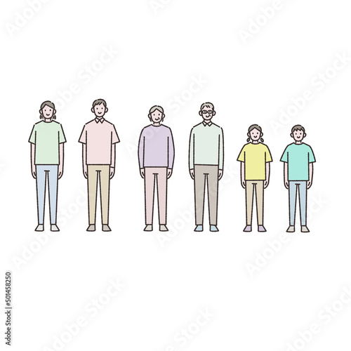 いろんな世代の人物イラスト素材セット