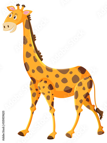 Fototapeta Naklejka Na Ścianę i Meble -  Cute giraffe cartoon on white background