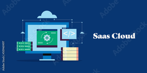 Saas - Software as a service, cloud computing technology conceptual web banner.