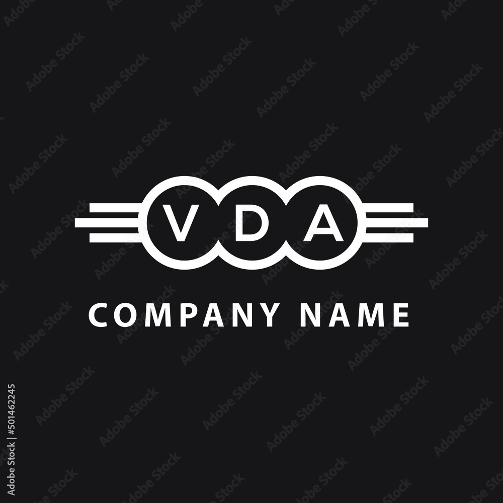 VDA letter logo design on black background. VDA creative initials