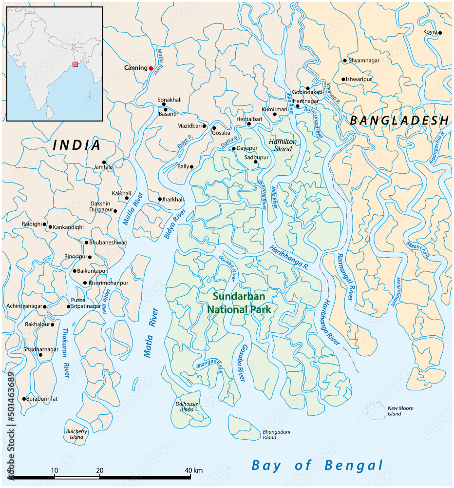 vector map of india national park sundarban