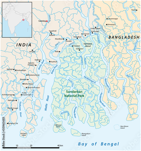 vector map of india national park sundarban