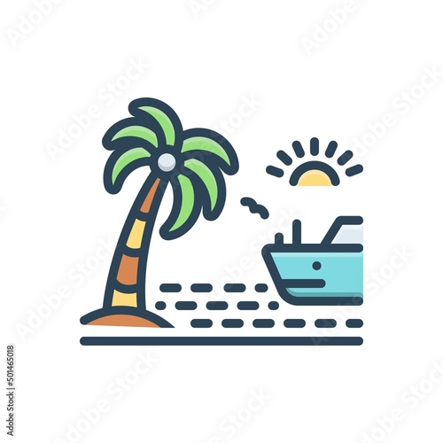Color illustration icon for coast
