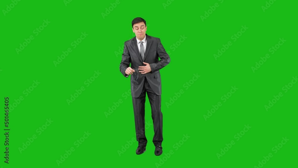 Unhealthy businessman coughing in chroma key studio Unhealthy businessman coughing in chroma key studio