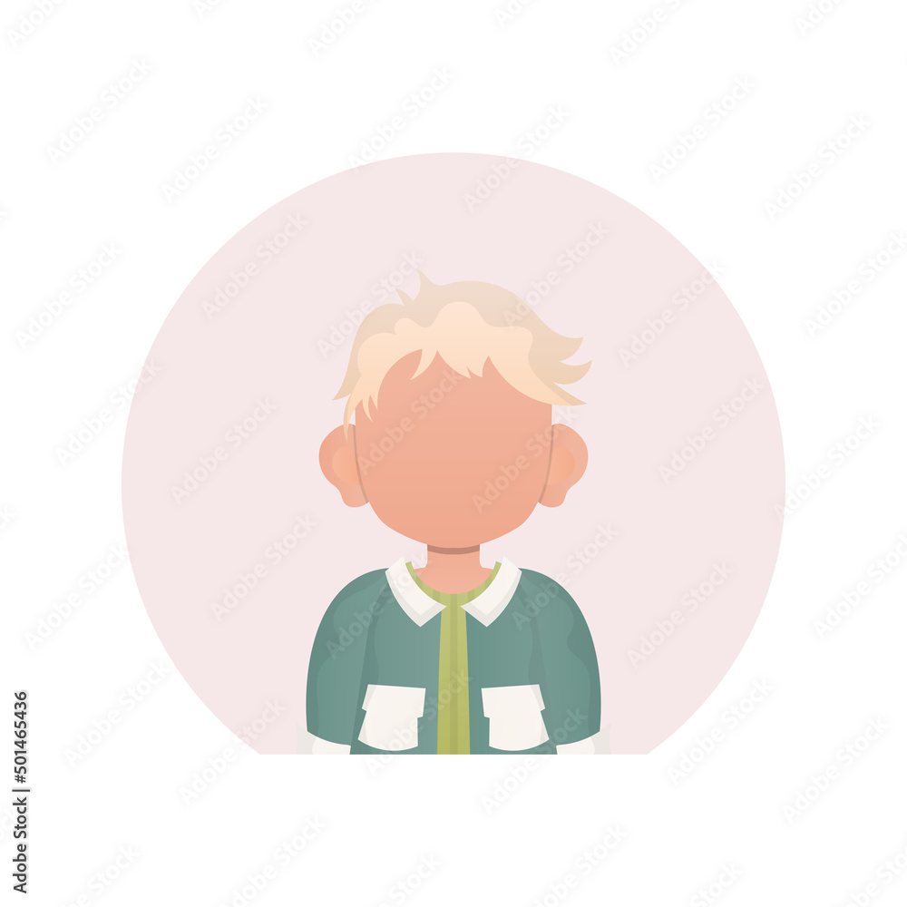 Avatar of a cute little baby boy. isolated on white background. Vector illustration in cartoon style.