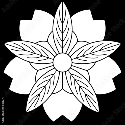 家紋です。葉付き裏桜といいます。