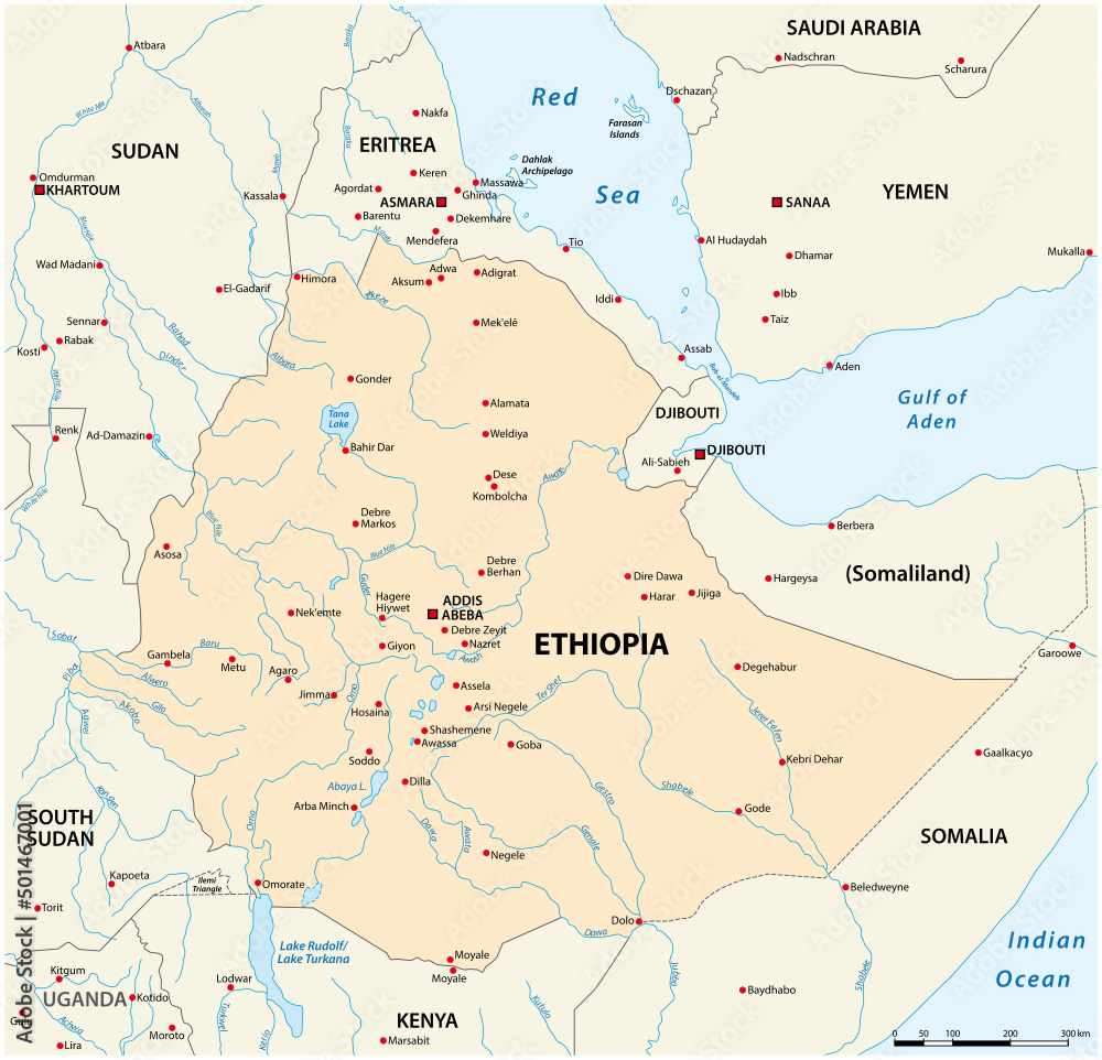 map of Ethiopia and its neighboring countries