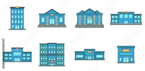 public buildings set of icons