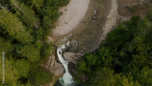 Buchenegger Wasserfälle, amazing Waterfalls in Germany amazing aerial drone shot. Allgäu Oberstaufen Bayern 4k cinematic photo
