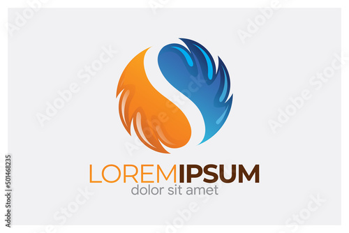 Wings Yin Yang letter S Logo Template