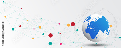 Global network connection. Global technology. World map abstract technology background global business innovation concept