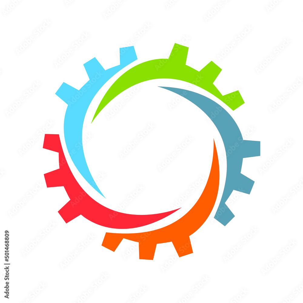 Gearwheel with swirl logo design