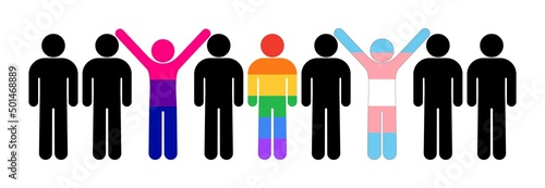 people silhouettes, man icon, lgbt pride illustration, vector isolated