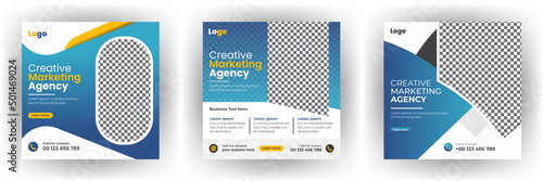 Creative marketing agency social media post web banner bundle template