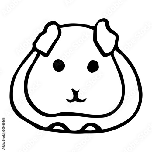 Vector illustration of cute cartoon character Little guinea pig or hamster for children, coloring page hand drawn style