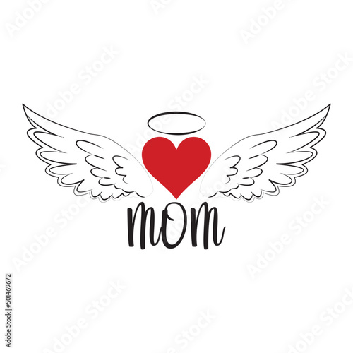 Angel mom hand drawn beautiful memory ,phrase