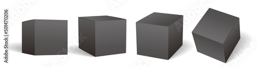 Packaging box mockup vector set, black, 黒い箱のモックアップ