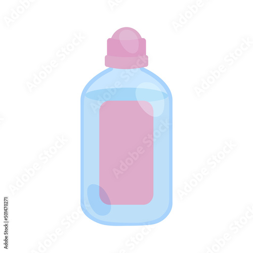 Cosmetic bottle with micellar water, tonic or other cosmetic products and beauty essences with a label without an inscription. Skin care illustration © Iryna