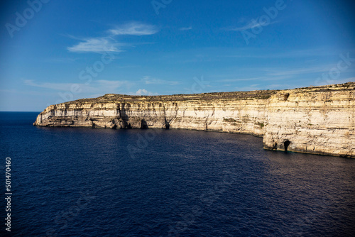 Seascape of Gozo island  ocean  cliffs  Dwejra  Gozo  Malta