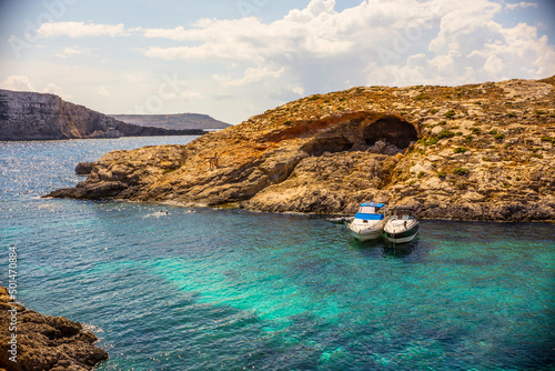 Cliffs and sea view of Comino island  Malta. Seascape at Malta  Comino and Gozo islands