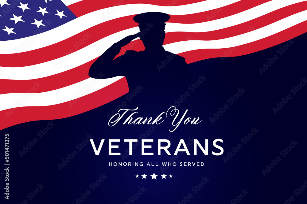 Thank you veterans banner background. Veterans day. Honoring all who