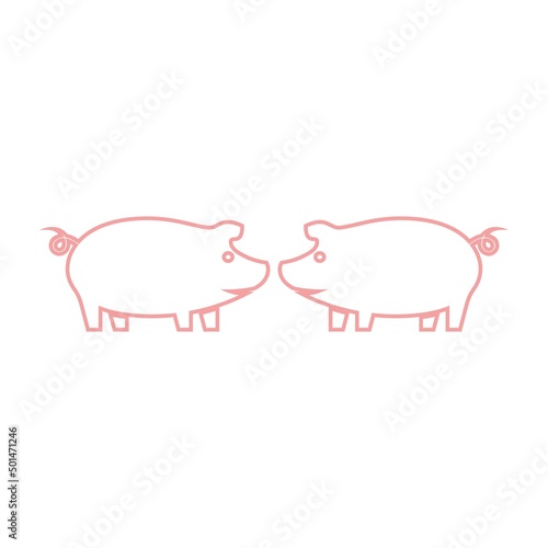 pig logo design icon vector
